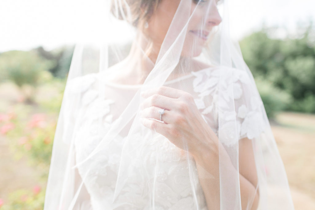 Chandlers gardens wedding, bridal veil shot