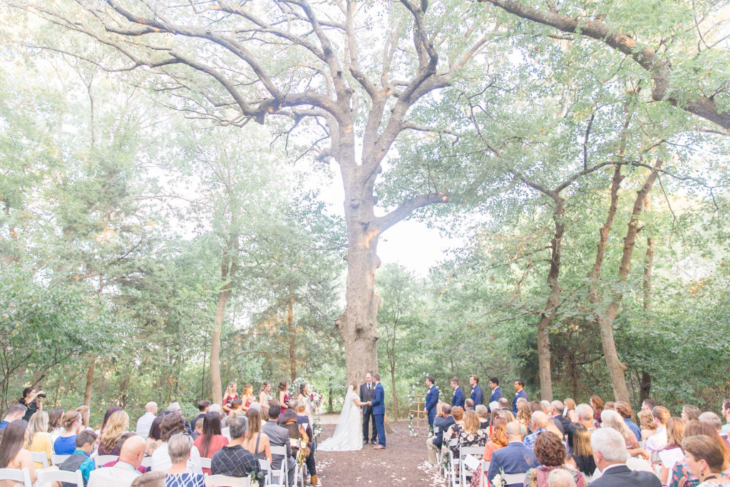 Chandlers gardens wedding ceremony in the woods